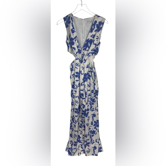 PETAL & PUP LULU WRAP FRONT JUMPSUIT - BLUE FLORAL S B110 - Picture 7 of 9